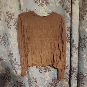 a new day Women's Tan Smocked Blouse